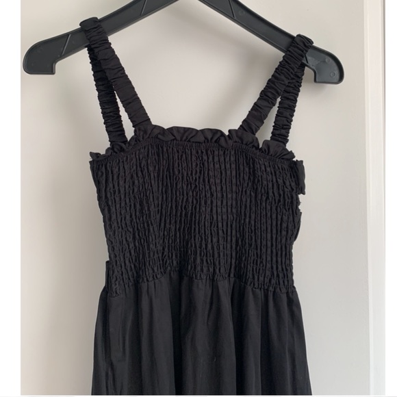 Topshop Shirred/Smocked Cotton Poplin Midi black Dress XS (size US 0-2) - Picture 5 of 10